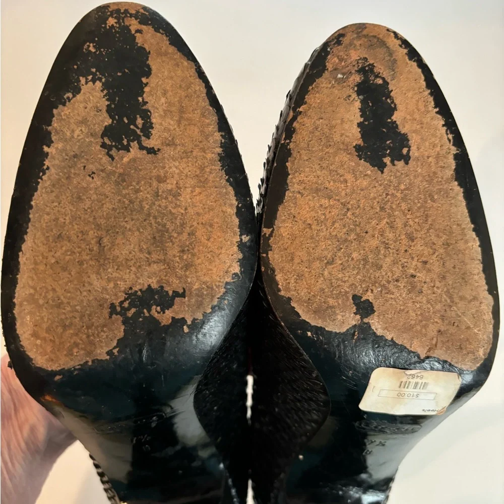 COACH Stela Sz 7.5 Black Textured Women's Heels